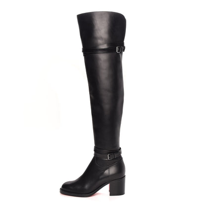 Christian Louboutin Calfskin Karialta 70 Over The Knee Boots 36 Black 1 of 8