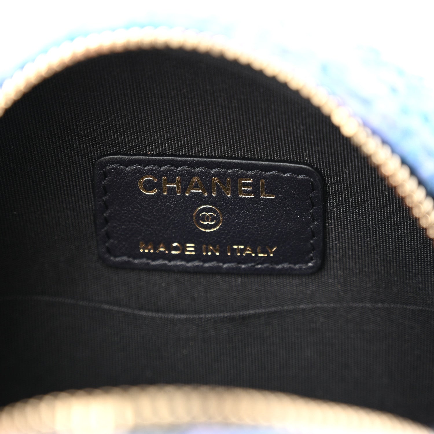 Chanel Wool Tweed Chanel 19 Round Clutch With Chain Purple Black Blue 6 of 11
