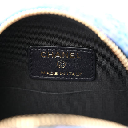 Chanel Wool Tweed Chanel 19 Round Clutch With Chain Purple Black Blue 6 of 11