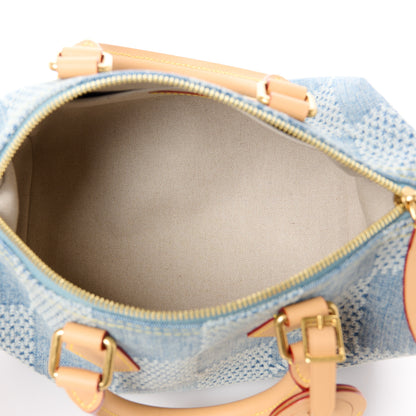 Louis Vuitton Damier Denim 3D Speedy Bandouliere 25 Bleu 5 of 10
