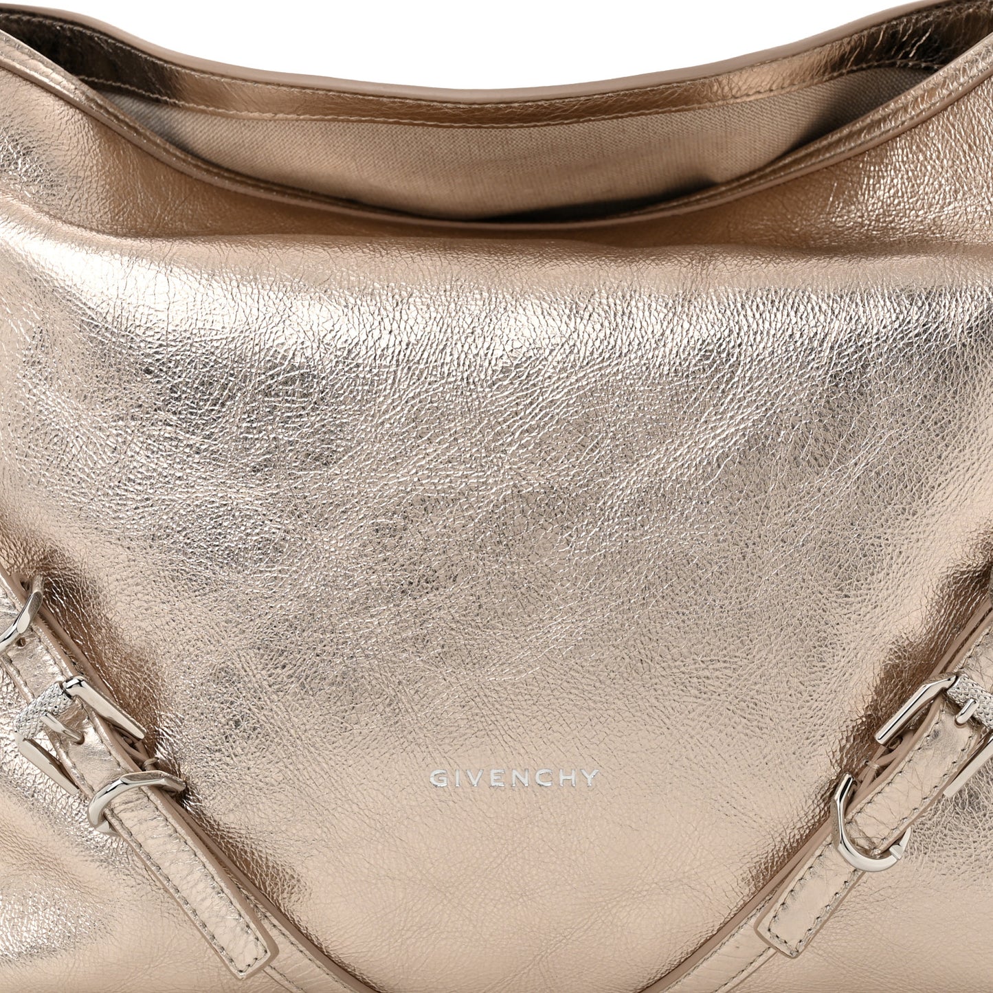 Metallic Calfskin Medium Voyou Bag Dusty Gold