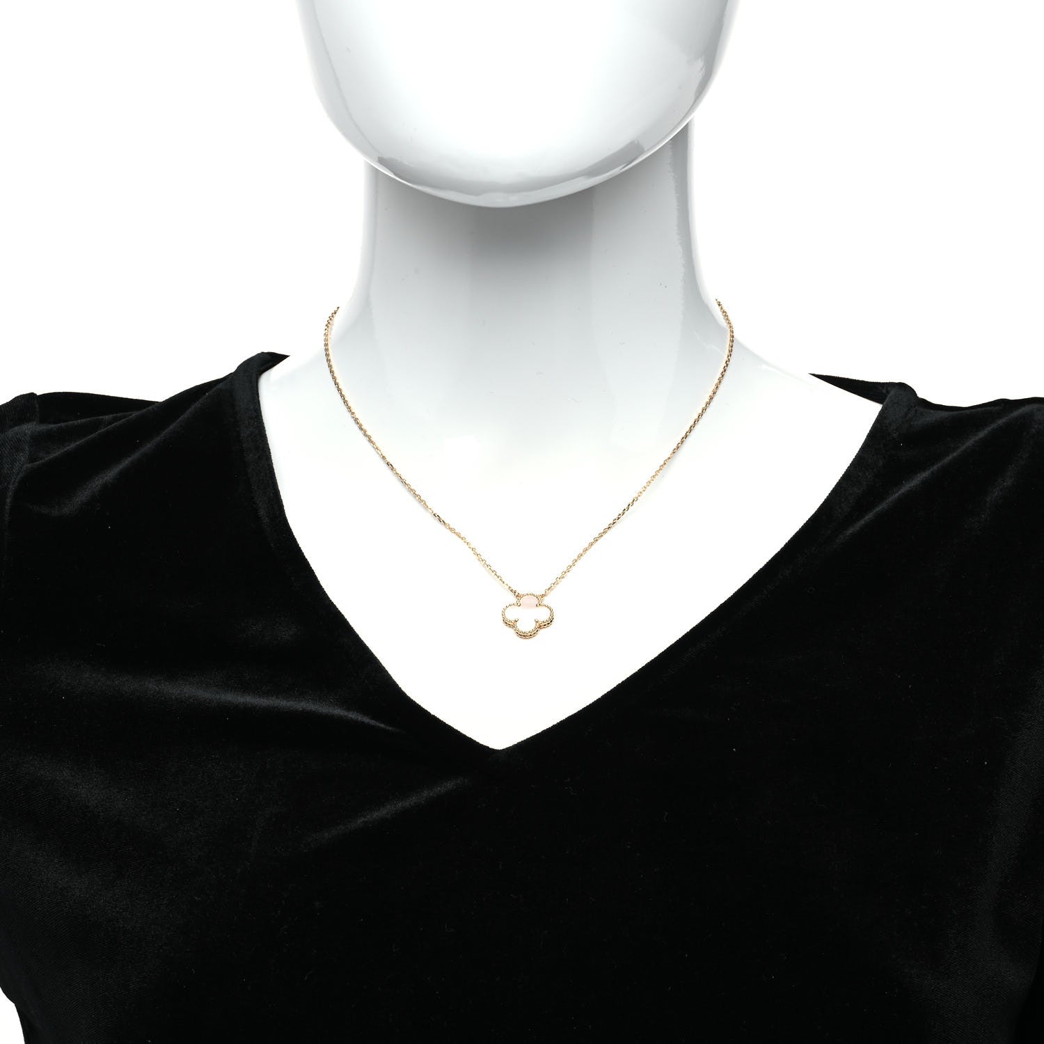 Van Cleef & Arpels 18K Yellow Gold Mother of Pearl Vintage Alhambra Pendant Necklace 2 of 8