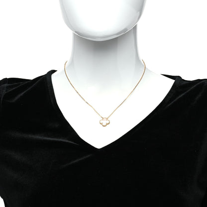 Van Cleef & Arpels 18K Yellow Gold Mother of Pearl Vintage Alhambra Pendant Necklace 2 of 8