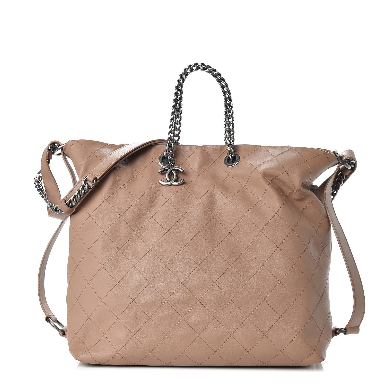 Chanel Calfskin Stitched Large Hobo Dark Beige 1 of 13