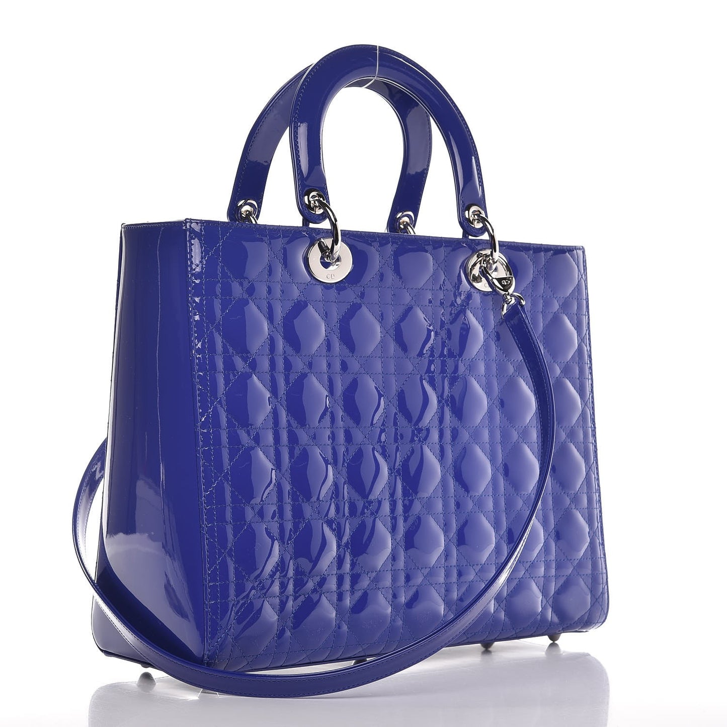 Patent Cannage Large Lady Dior Blue
