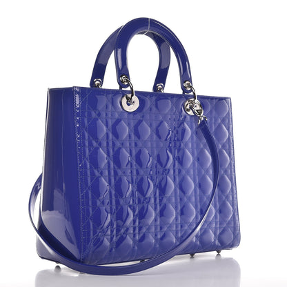 Christian Dior Patent Cannage Large Lady Dior Blue 4 of 7