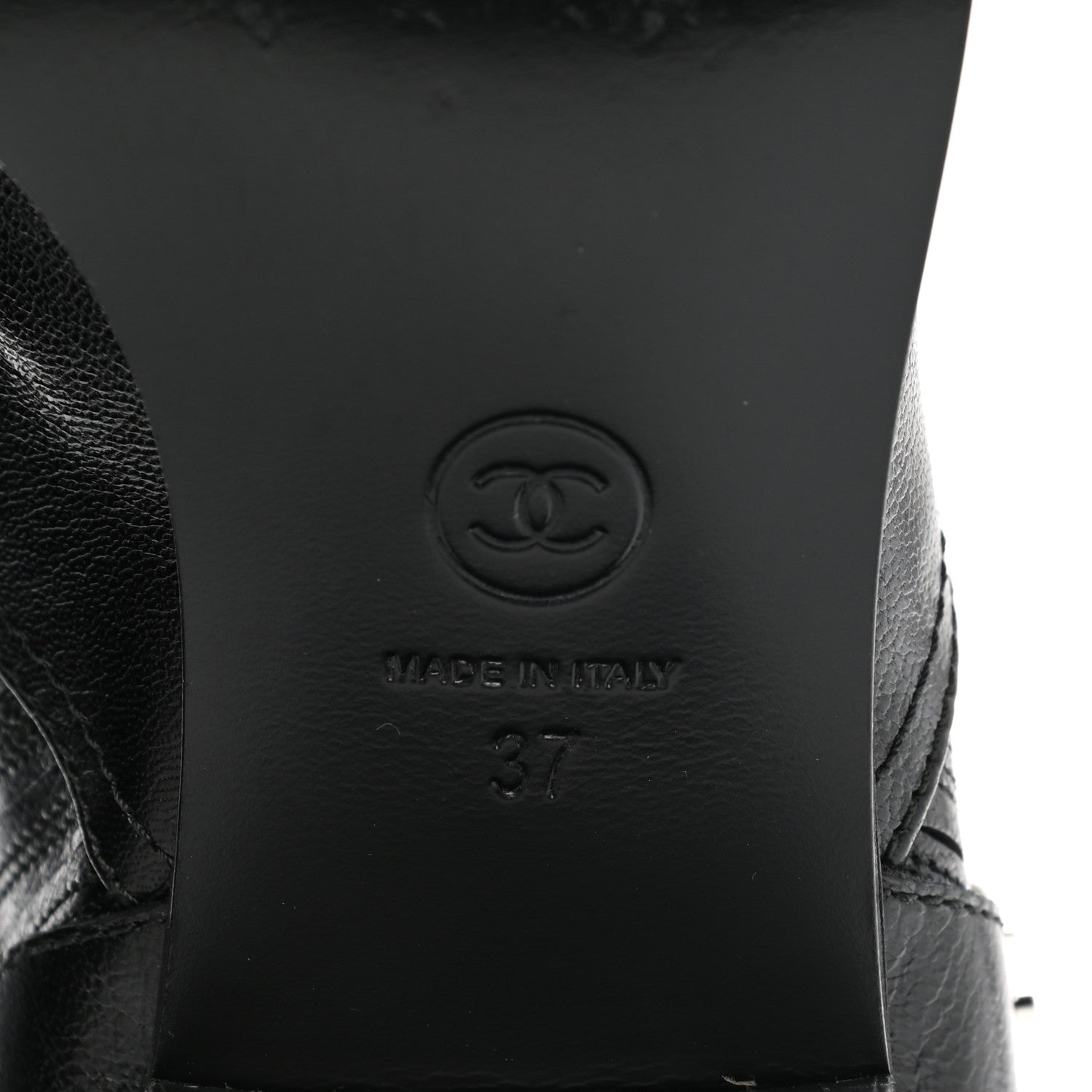 Chanel Goatskin Patent CC Cap Toe Chain Boots 37 Black 6 of 7