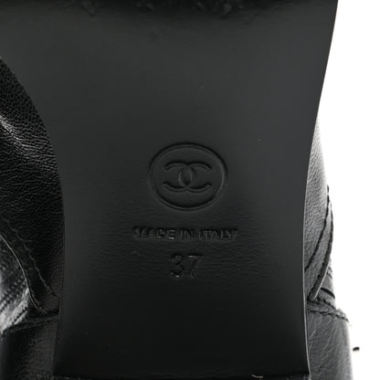 Chanel Goatskin Patent CC Cap Toe Chain Boots 37 Black 6 of 7