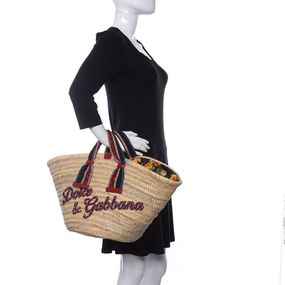 Dolce & Gabbana Woven Raffia Kendra Logo Tote Multicolor 2 of 9