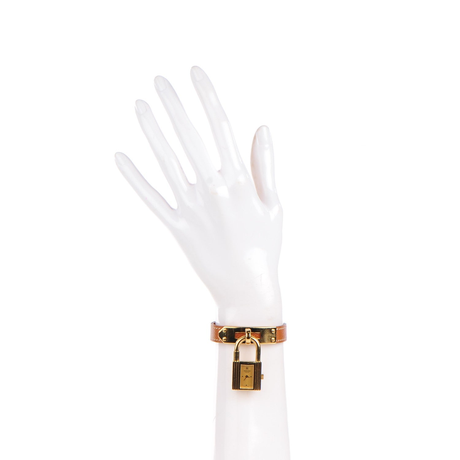 Hermes Stainless Steel Courchevel 20mm Kelly Cadena Quartz Watch Gold 2 of 6