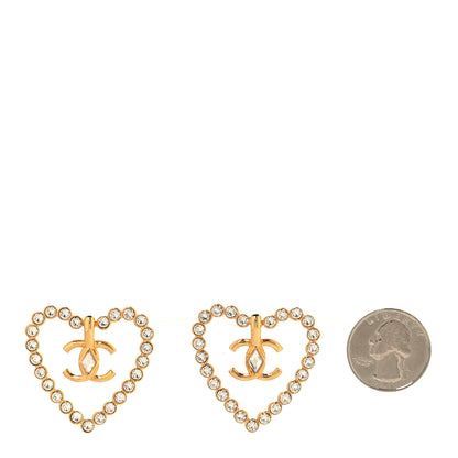 Chanel Crystal Heart CC Earrings Gold 2 of 5