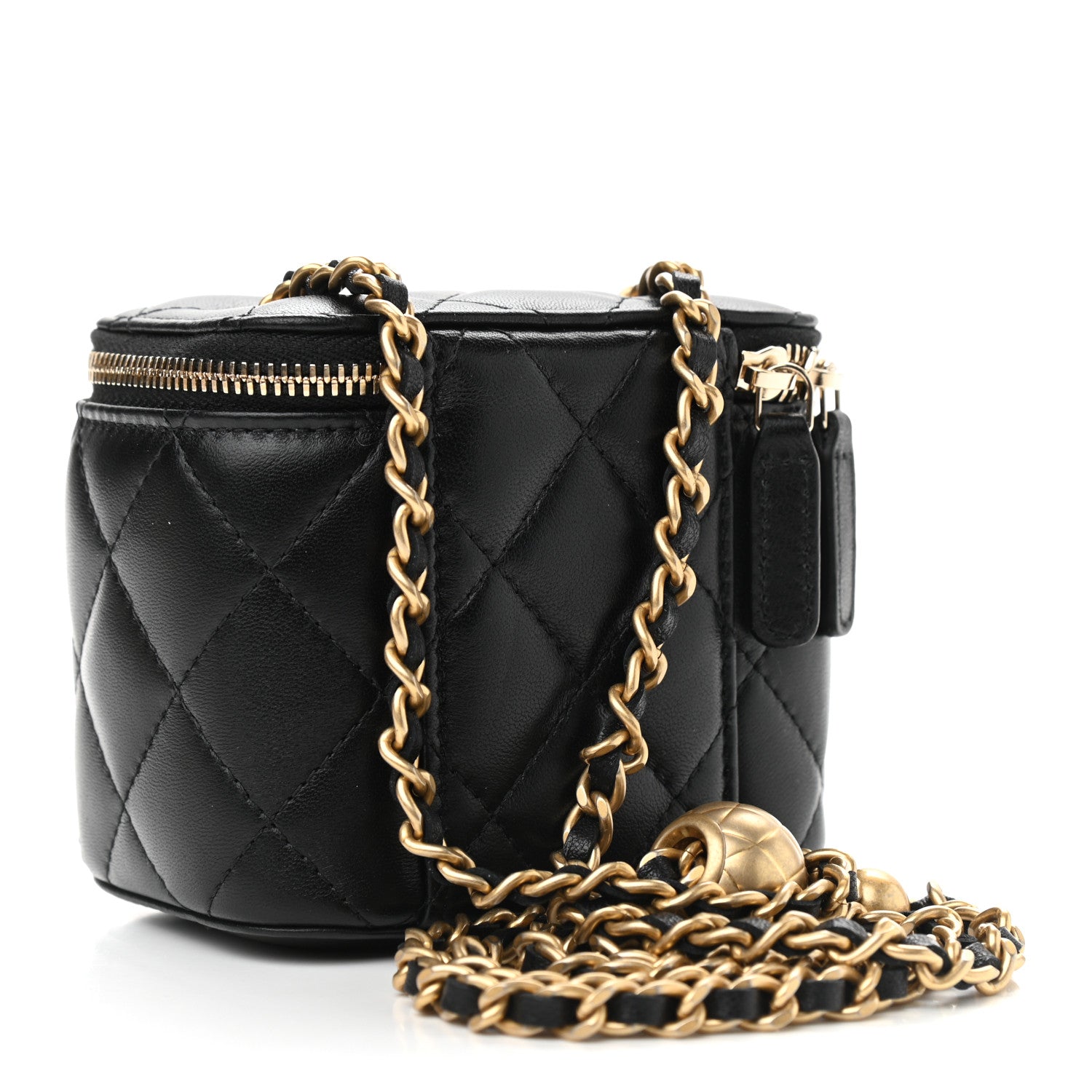 Chanel Lambskin Quilted Mini Pearl Crush Vanity Case With Chain Black 3 of 9