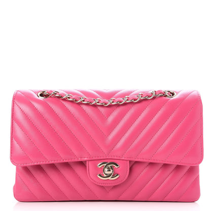 Chanel Lambskin Chevron Quilted Medium Double Flap Pink 1 of 9