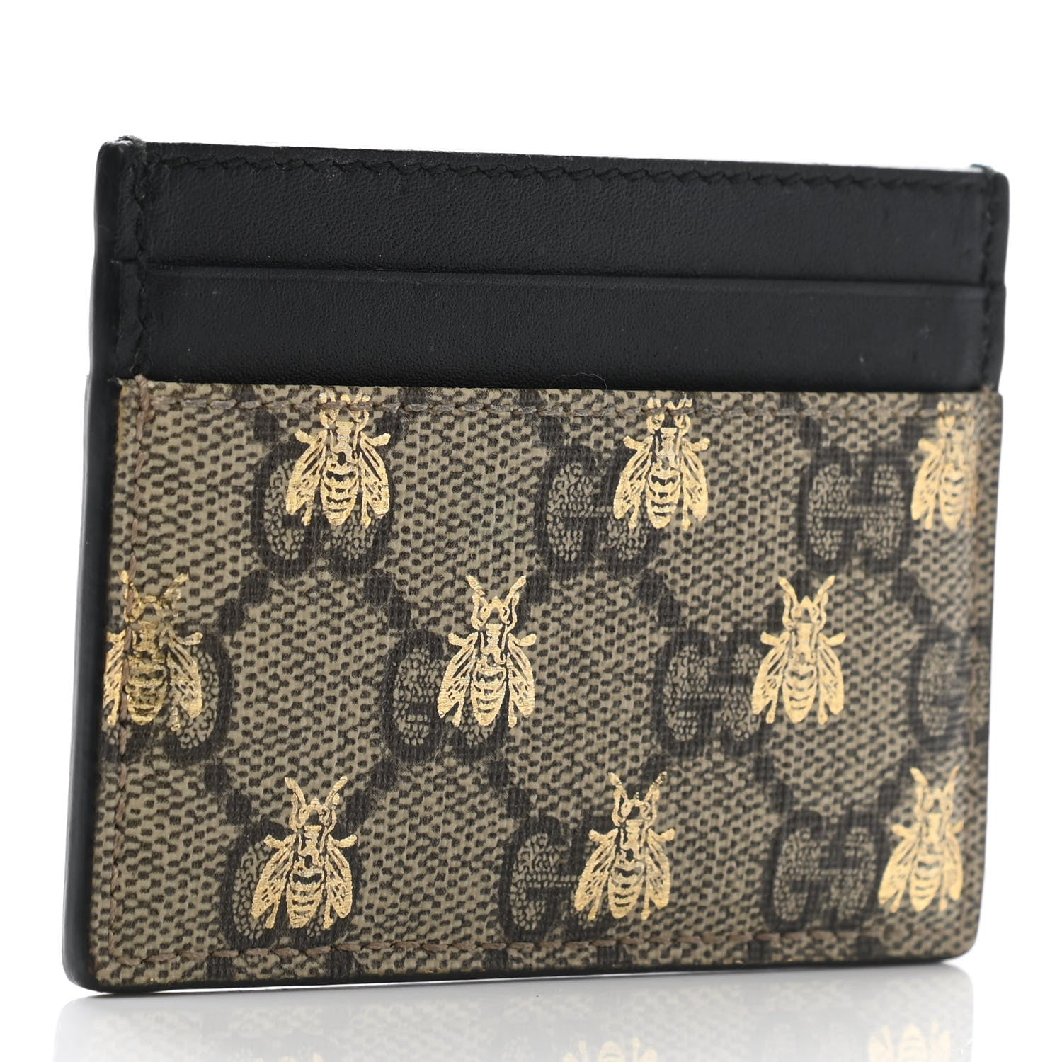 Gucci GG Supreme Monogram Bees Card Holder Black 2 of 6