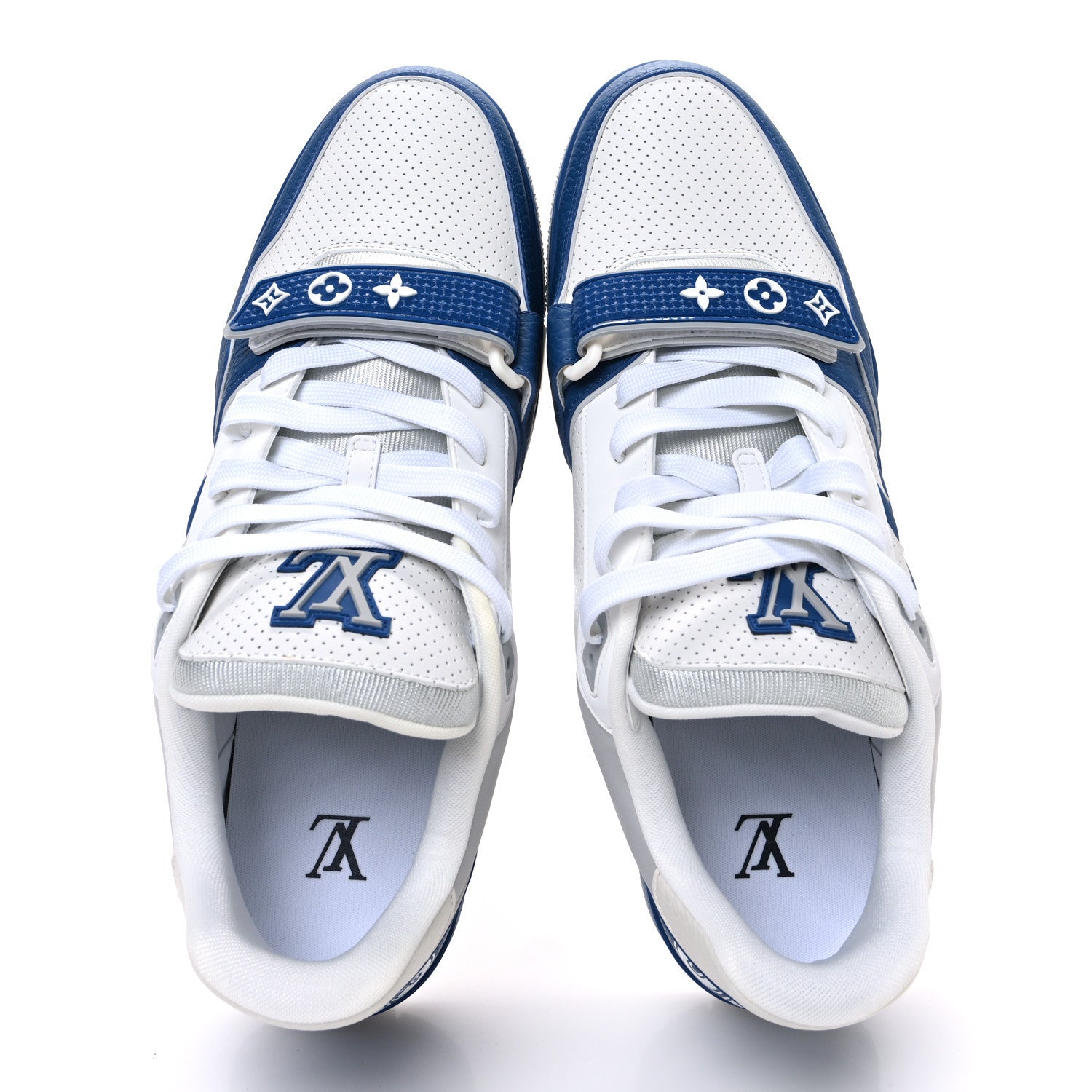 Louis Vuitton Calfskin Monogram Mens LV Trainer Sneakers 11 Blue 2 of 10