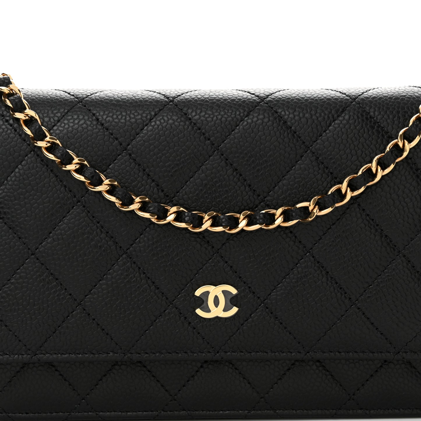 Caviar Quilted Wallet on Chain WOC Black
