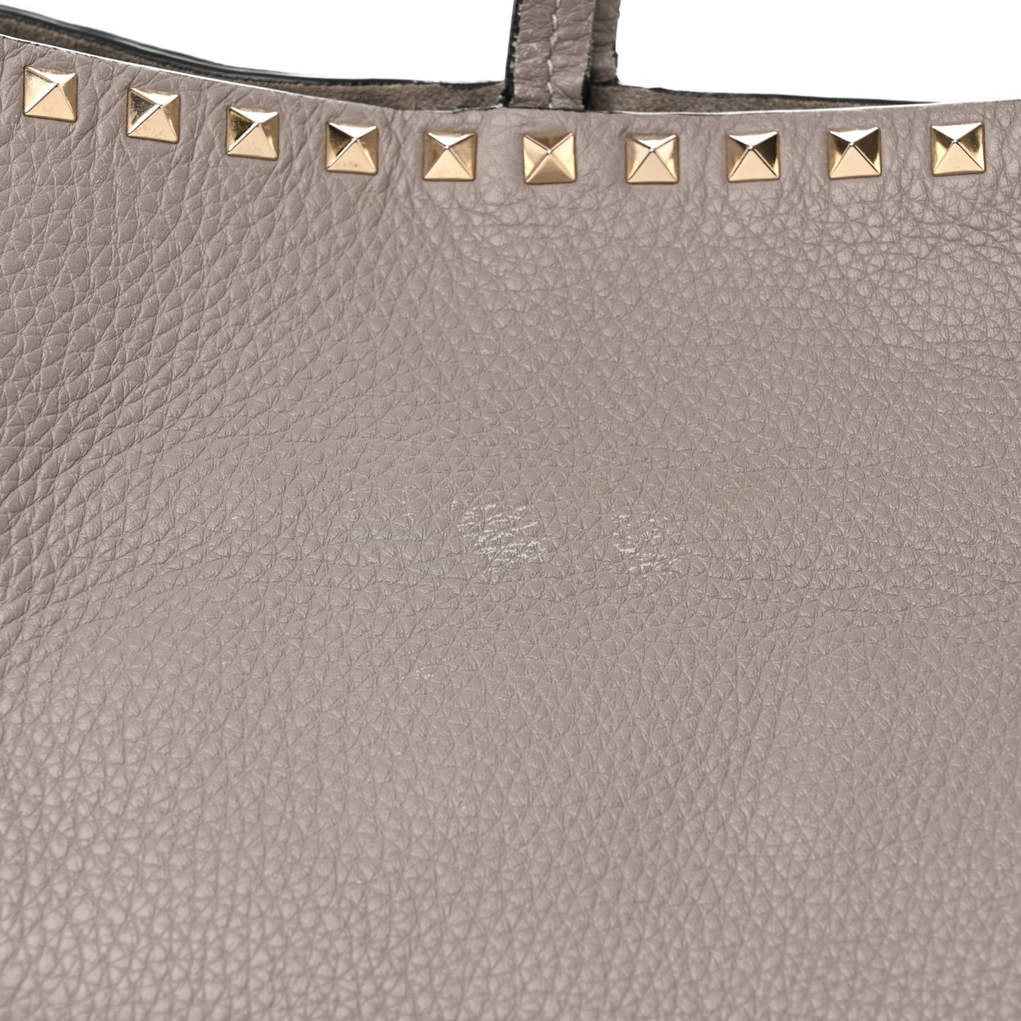 Grained Calfskin Rockstud Shoulder Tote Perla
