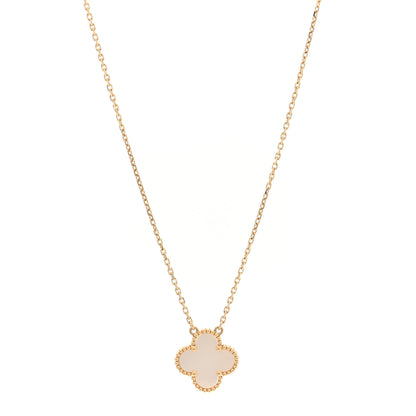 Van Cleef & Arpels 18K Yellow Gold Mother of Pearl Vintage Alhambra Pendant Necklace 1 of 5