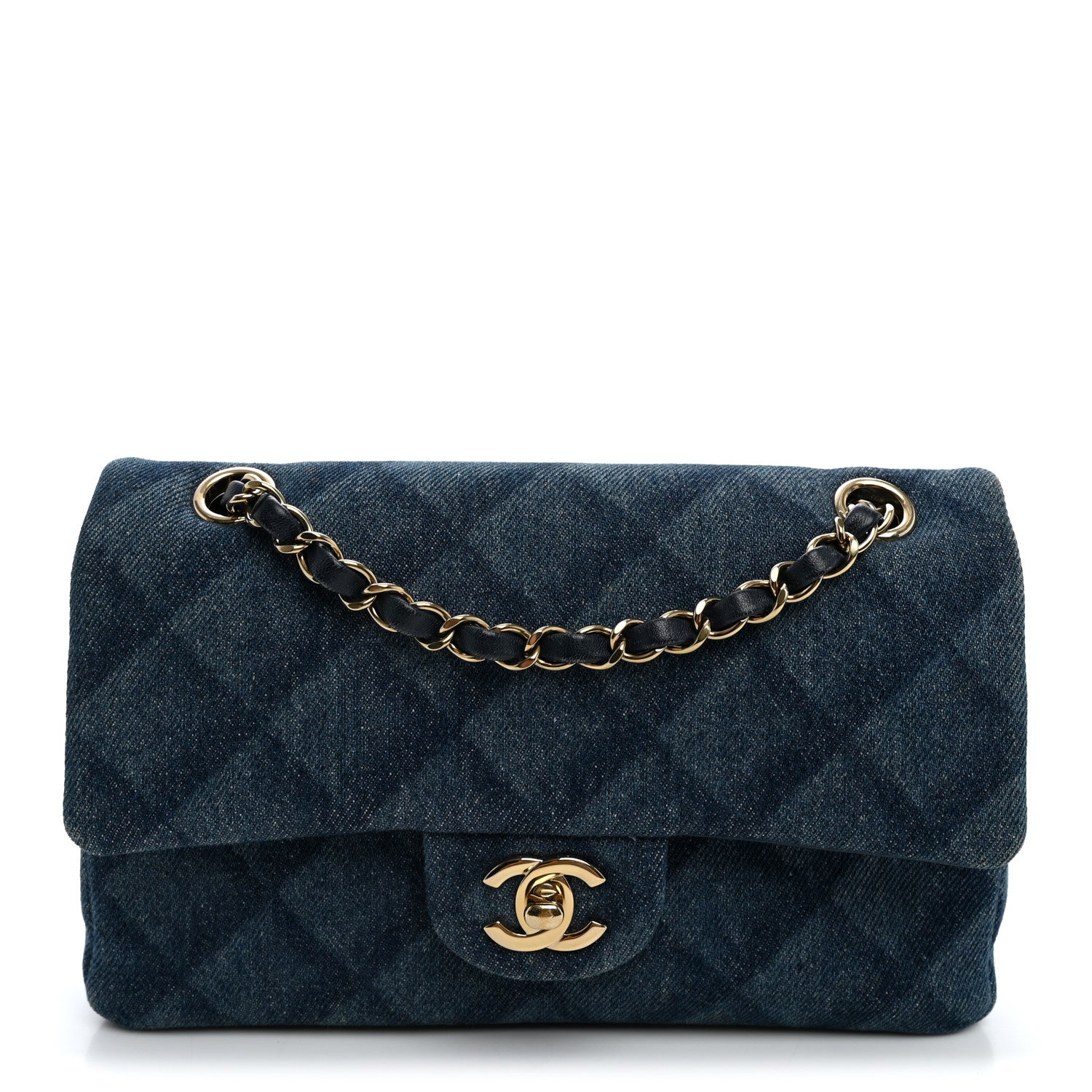 Chanel Printed Denim Quilted Small Double Flap Light Blue 1 of 9