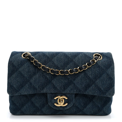 Chanel Printed Denim Quilted Small Double Flap Light Blue 1 of 9