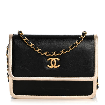 Chanel Metallic Calfskin Clutch With Chain Black Gold 1 of 11