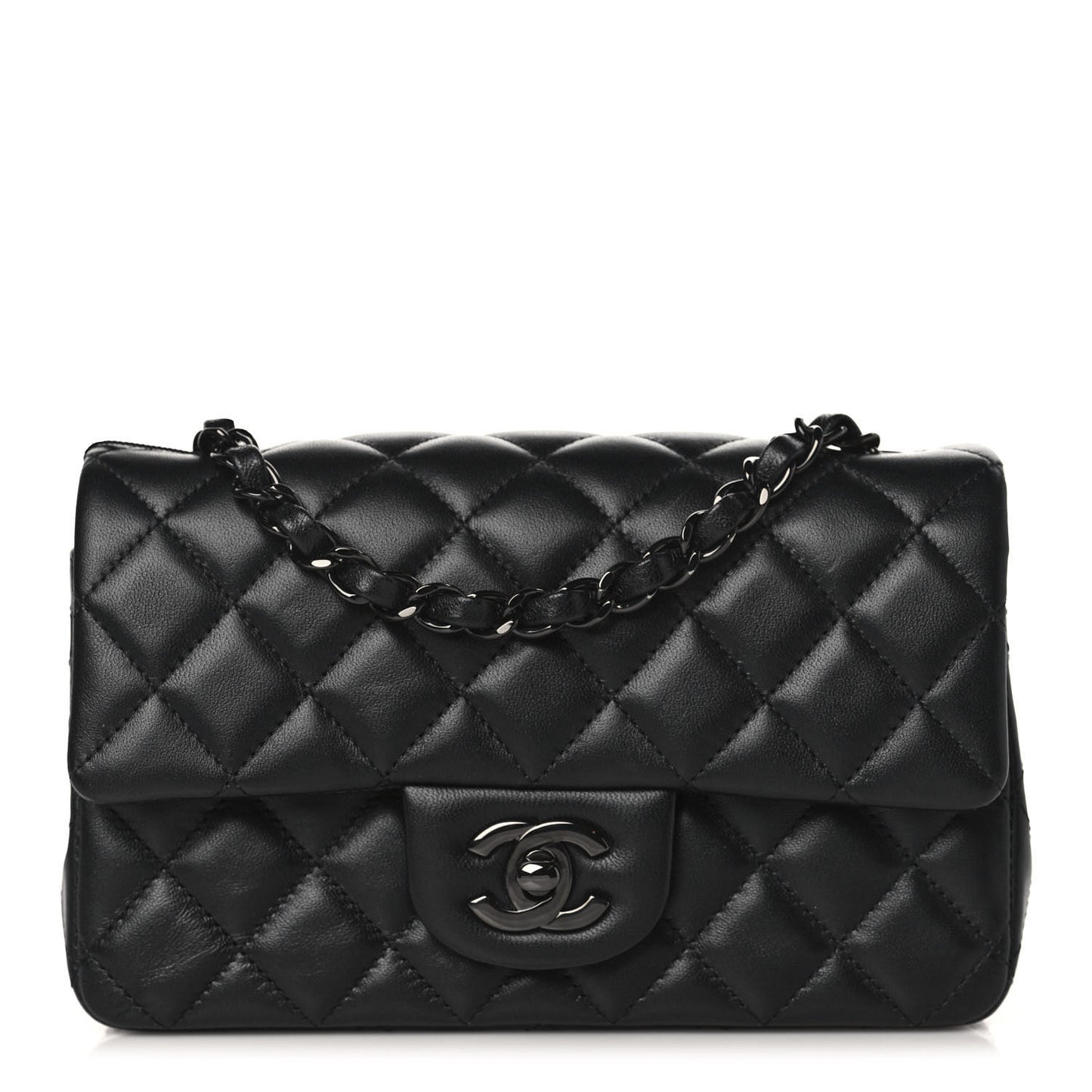 Lambskin Quilted Mini Rectangular Flap So Black