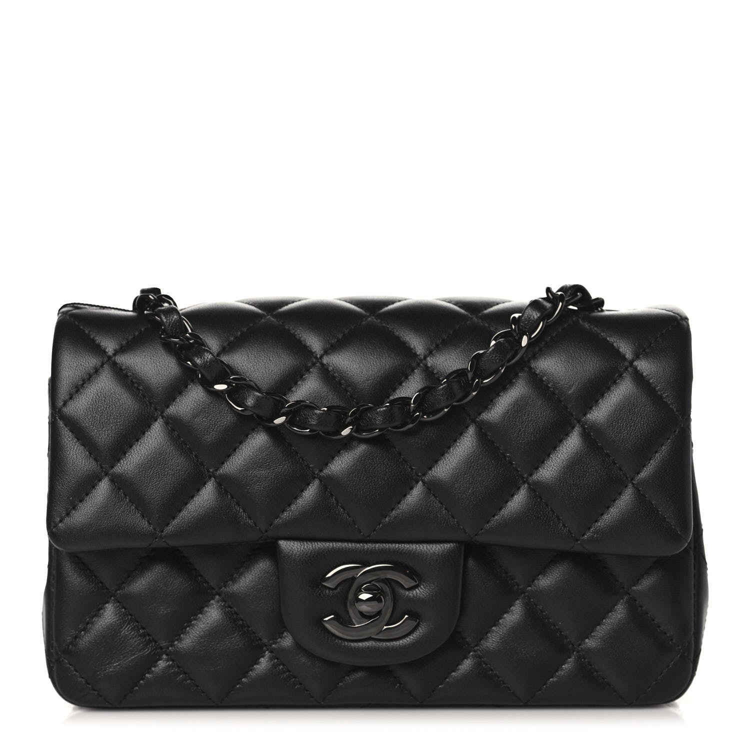Chanel Lambskin Quilted Mini Rectangular Flap So Black 1 of 10