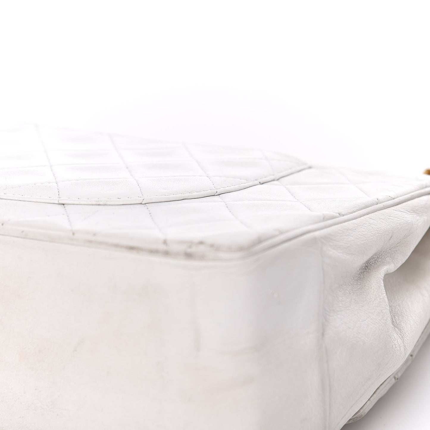 Lambskin Quilted Medium Double Flap White