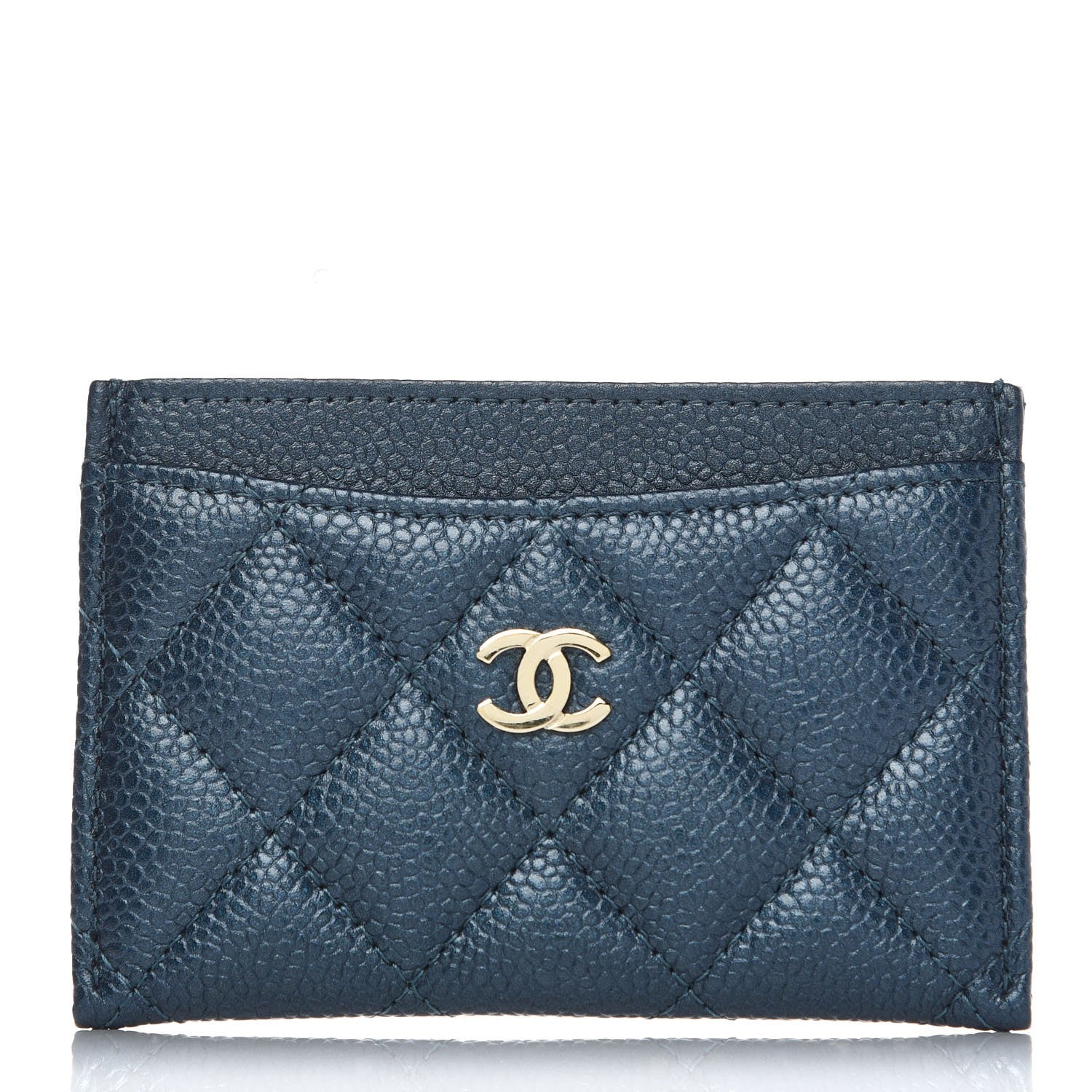 Chanel Caviar Quilted Card Holder Navy Blue 1 of 8
