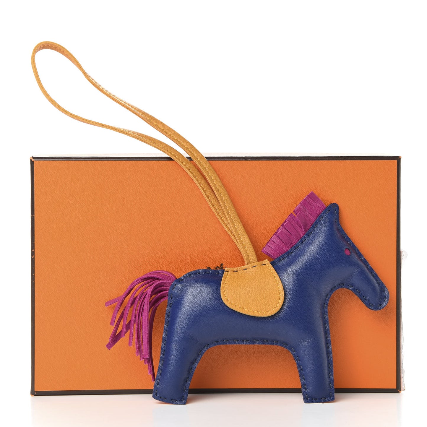 Milo Lambskin Grigri Rodeo Horse Bag Charm MM Bleu Saphir Rose Pourpre Naturel Bouton D'Or