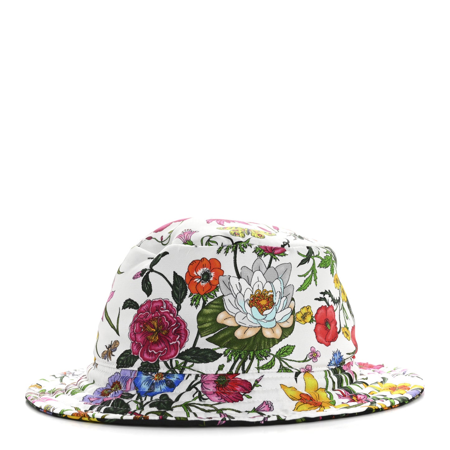 Printed Silk Flora Reversible Bucket Hat 58 Multicolor