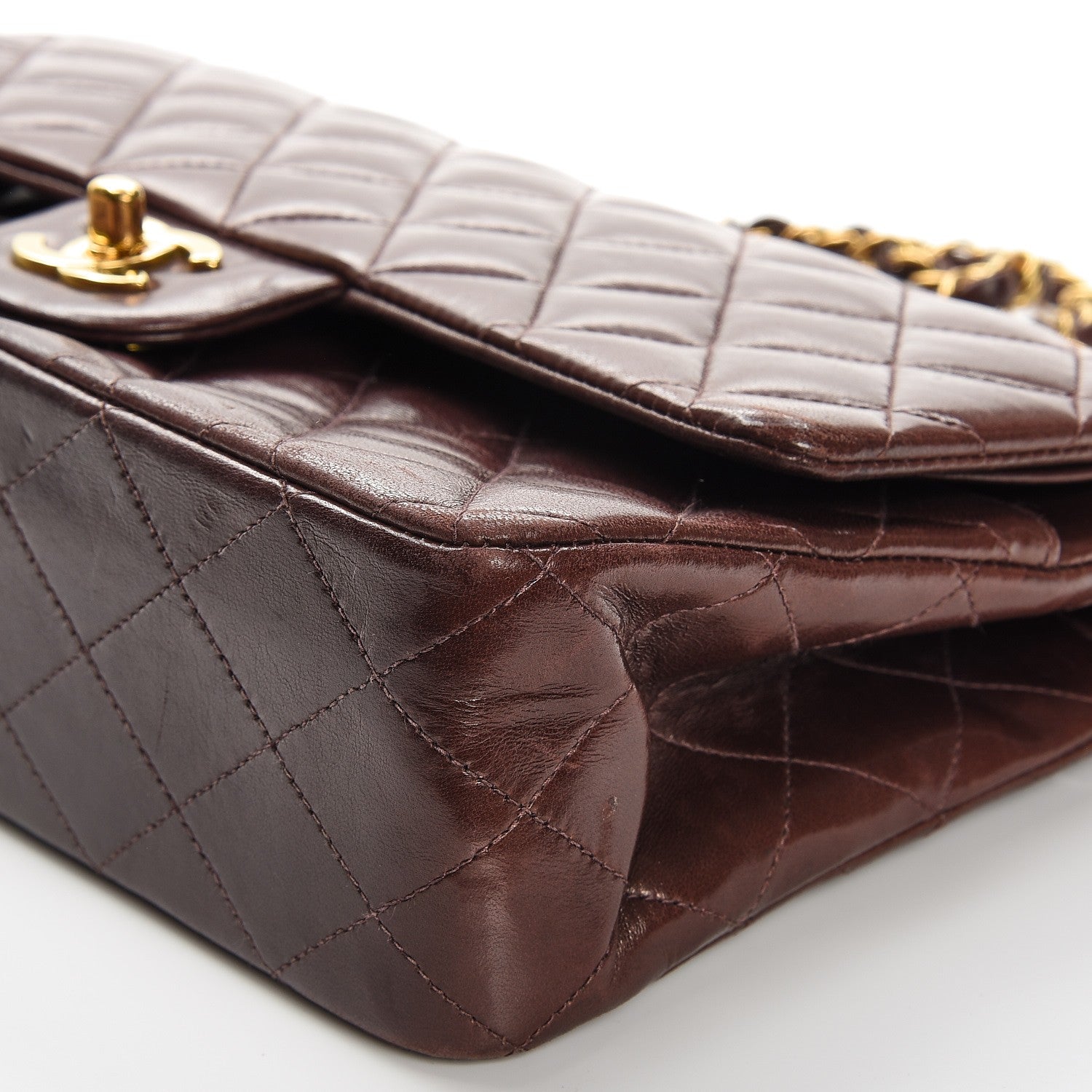 Chanel Lambskin Quilted Medium Double Flap Brown 14 of 19