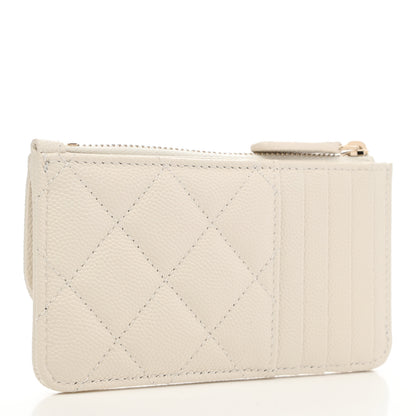Chanel Caviar Quilted Flap Zip Card Holder White 3 of 7