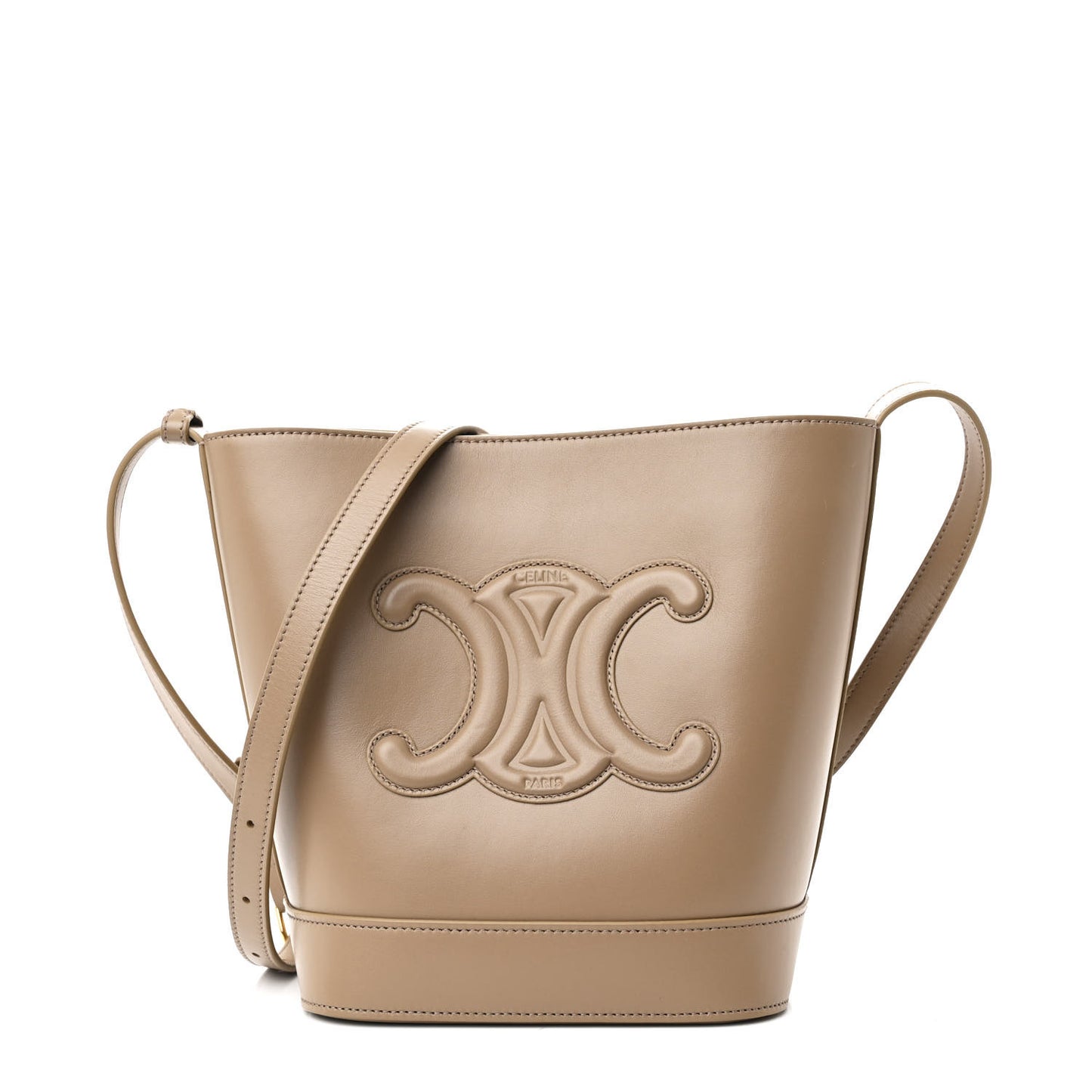 Smooth Calfskin Small Cuir Triomphe Bucket Bag Brown Sepia