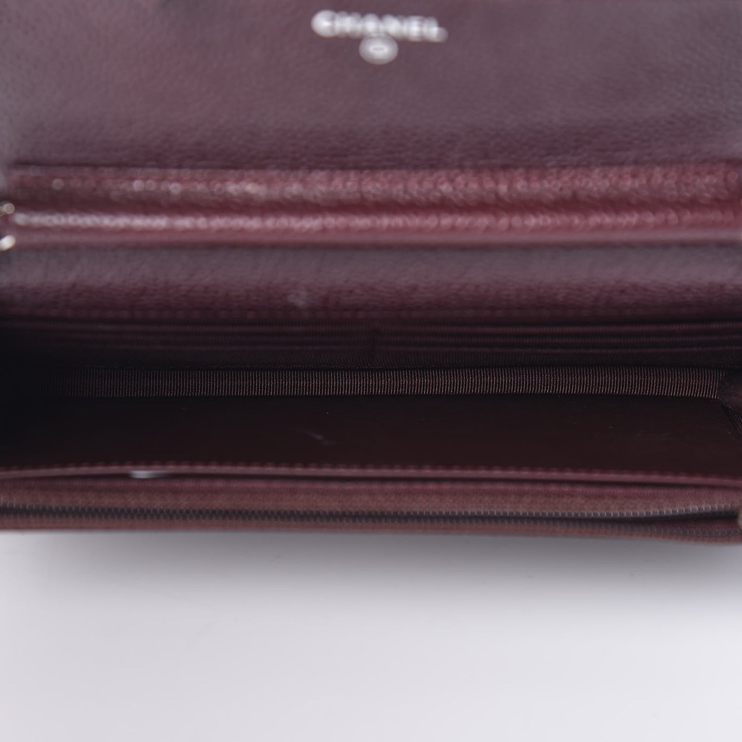 Caviar Quilted Wallet on Chain WOC Burgundy