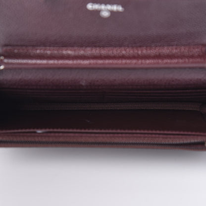 Chanel Caviar Quilted Wallet on Chain WOC Burgundy 7 of 12