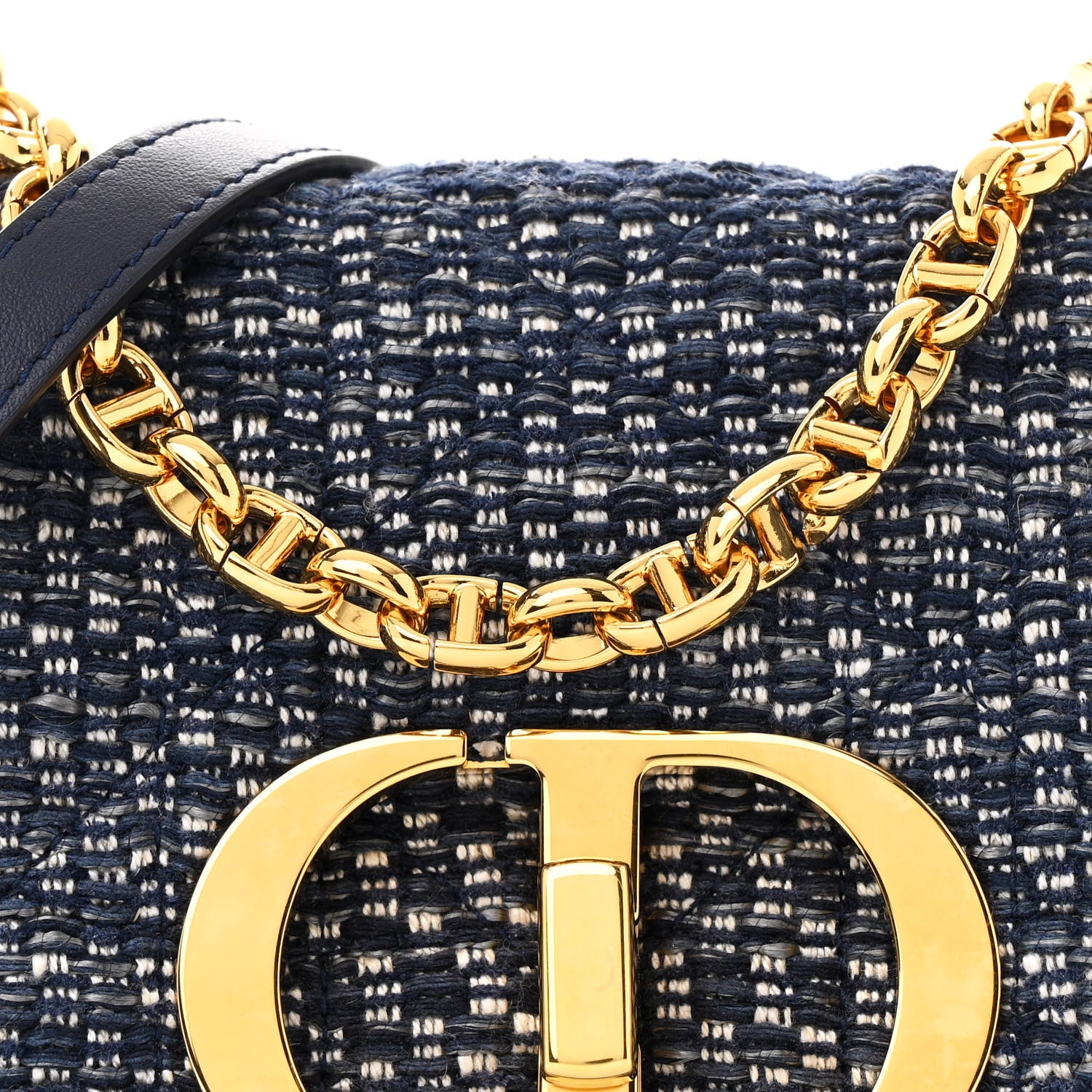 Christian Dior Tweed Cannage Small Caro Bag Dark Blue 8 of 11