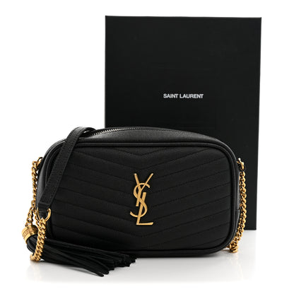 Saint Laurent Grain De Poudre Matelasse Monogram Mini Lou Camera Bag Black 12 of 12
