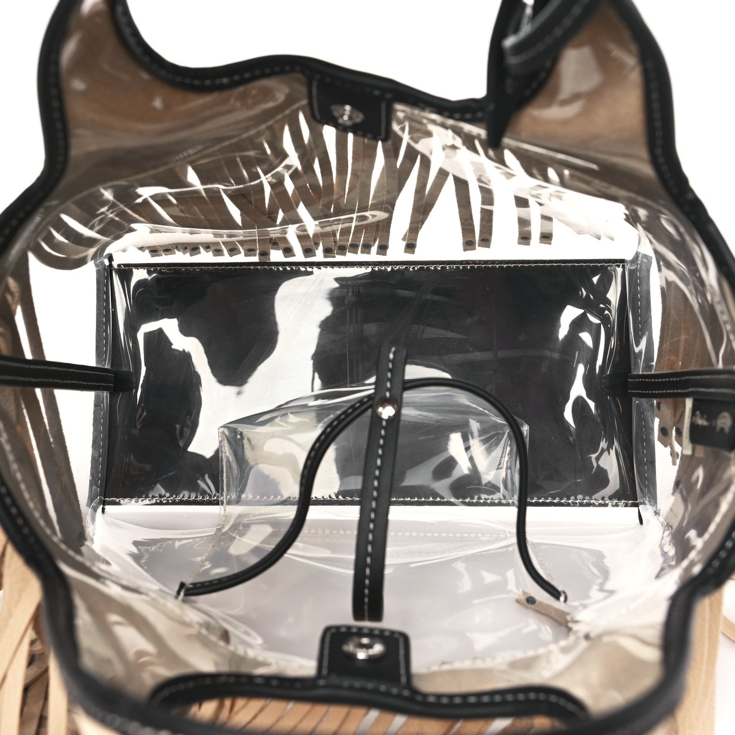 X BAILEYS PVC Calfskin Fringe Mini Market Tote Irish Cream