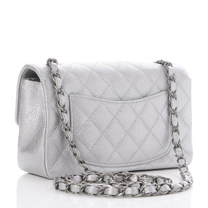 Chanel Metallic Caviar Quilted Mini Rectangular Flap Silver 3 of 7