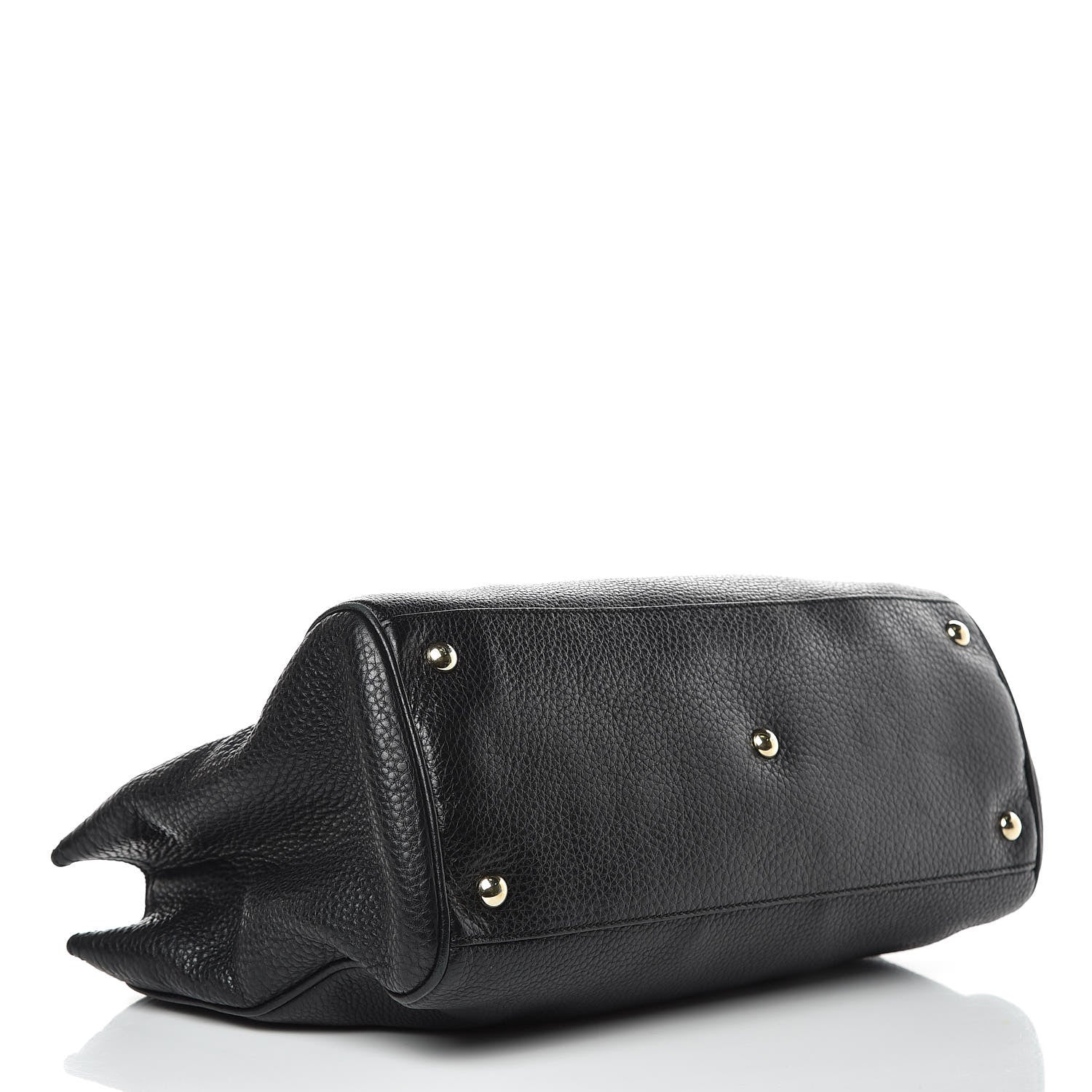 Gucci Pebbled Calfskin Medium Bamboo Shopper Tote Black 4 of 12