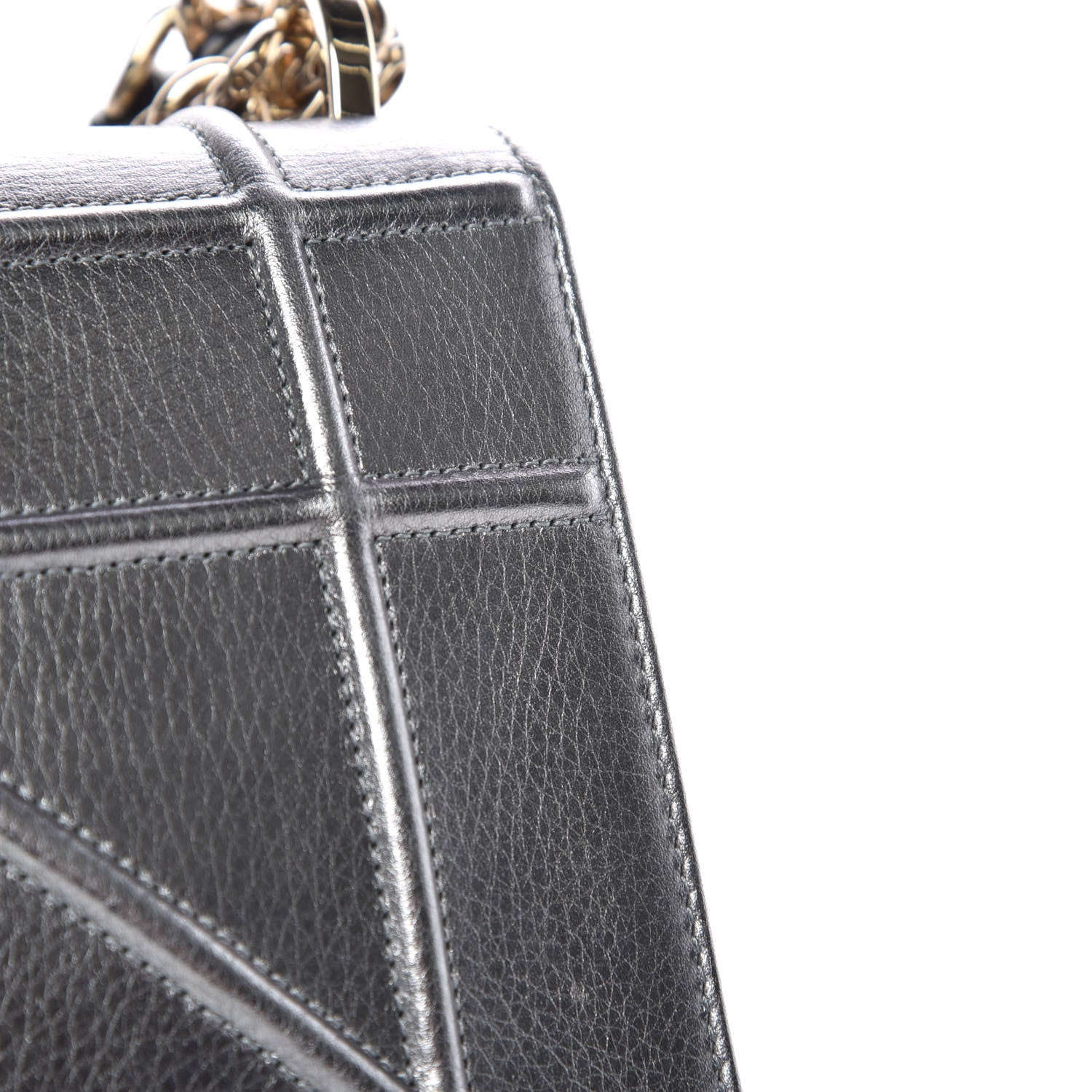 Christian Dior Metallic Grained Calfskin Medium Diorama Flap Bag Silver 12 of 13