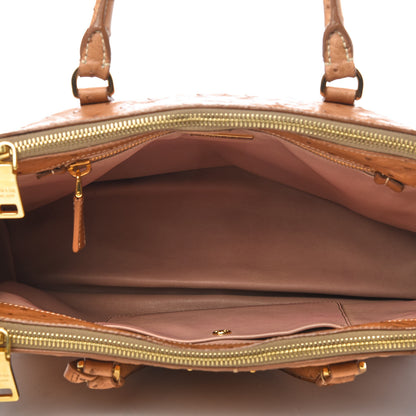 Prada Ostrich Small Galleria Double Zip Tote Cognac 5 of 9