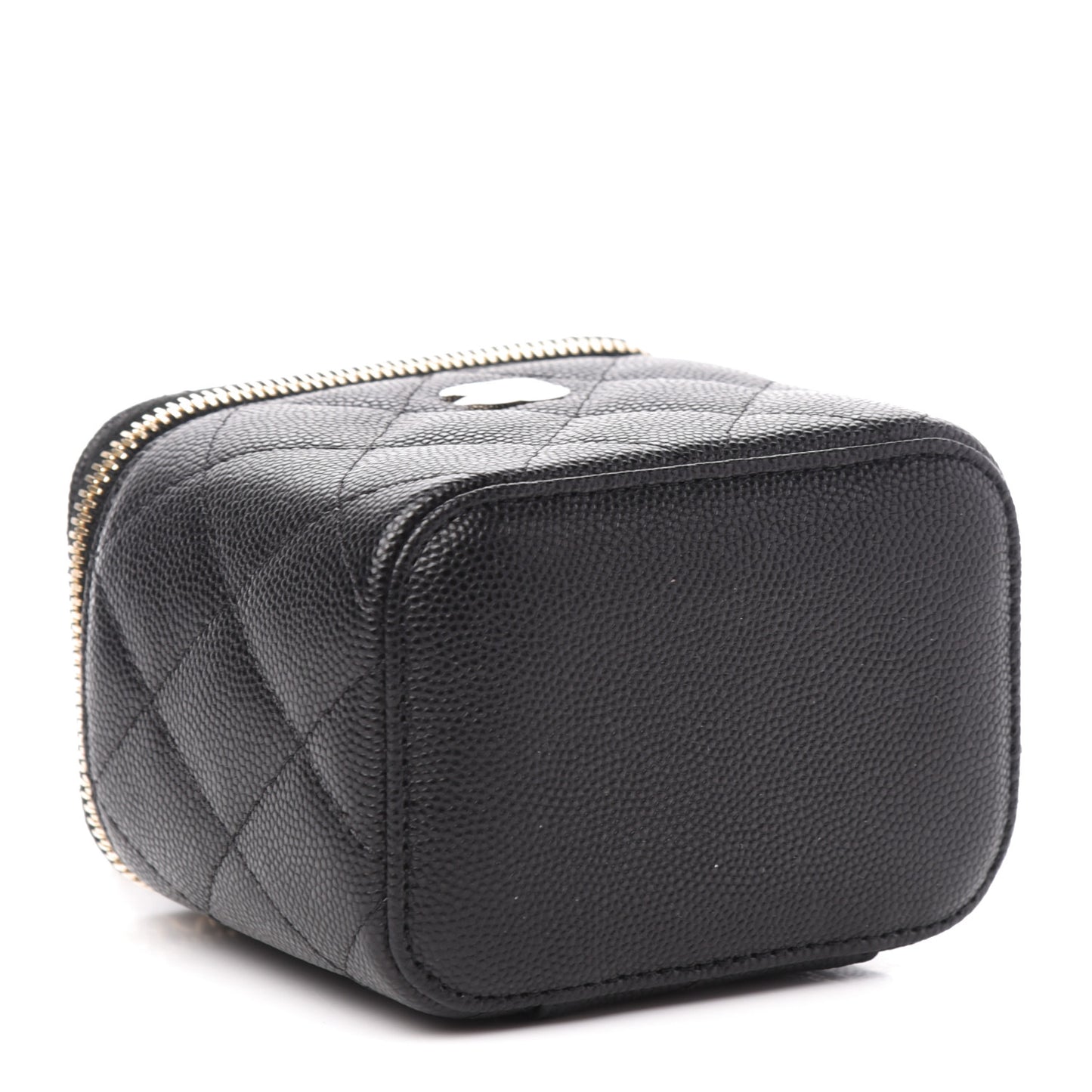 Caviar Quilted Mini Vanity Case With Chain Black