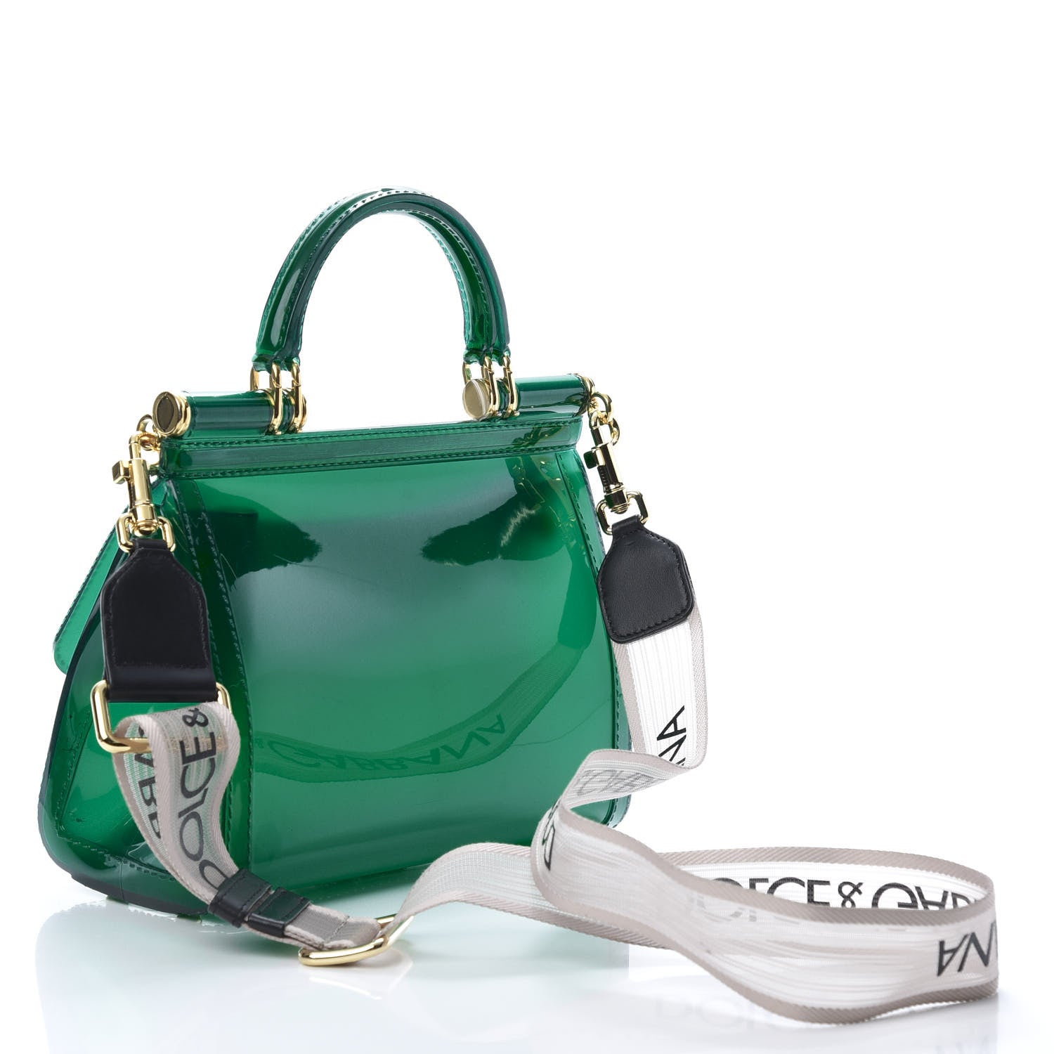 Dolce & Gabbana Rubber Semi Transparent Small Miss Sicily Satchel Verde 3 of 10