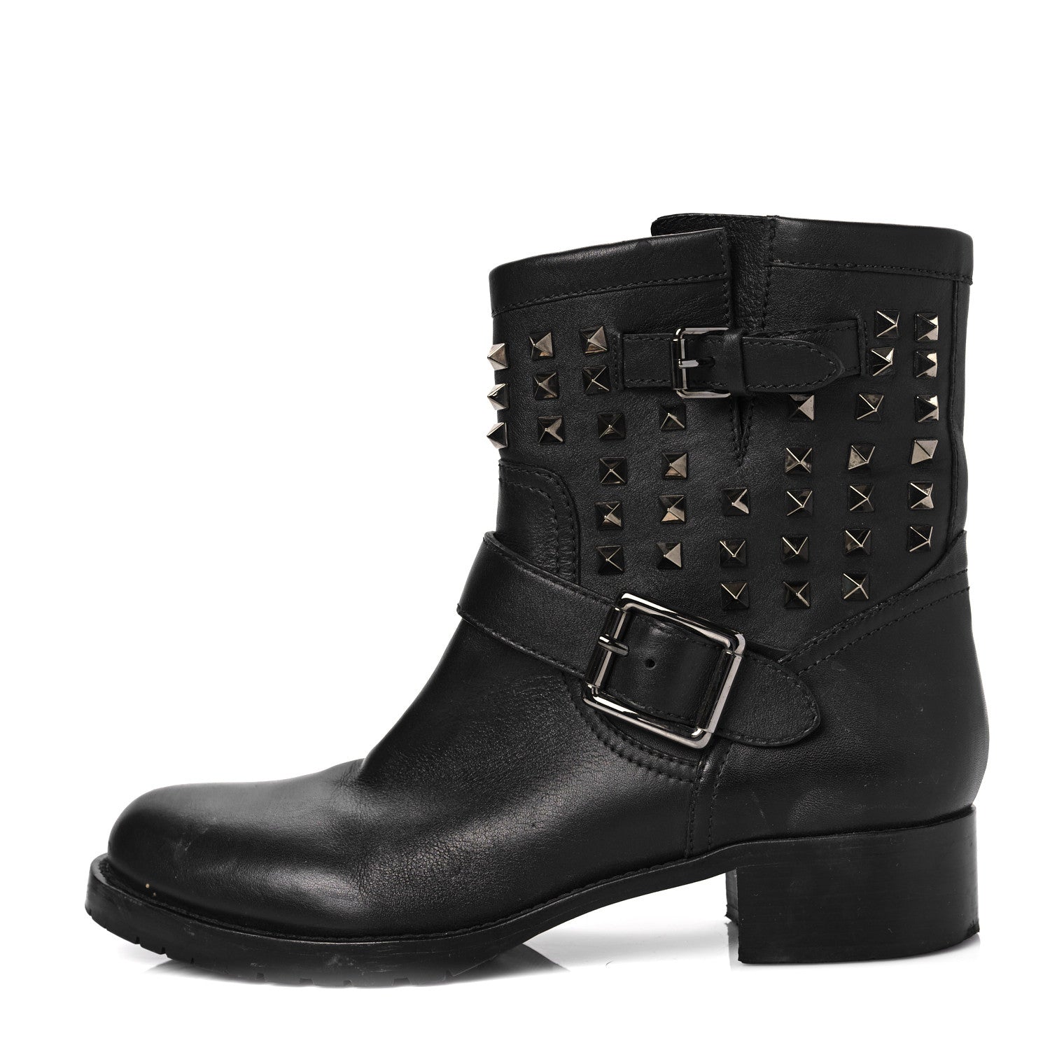 Valentino Garavani Calfskin Rockstud 30mm Biker Boots 41 Black 1 of 8