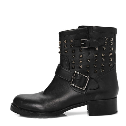 Valentino Garavani Calfskin Rockstud 30mm Biker Boots 41 Black 1 of 8