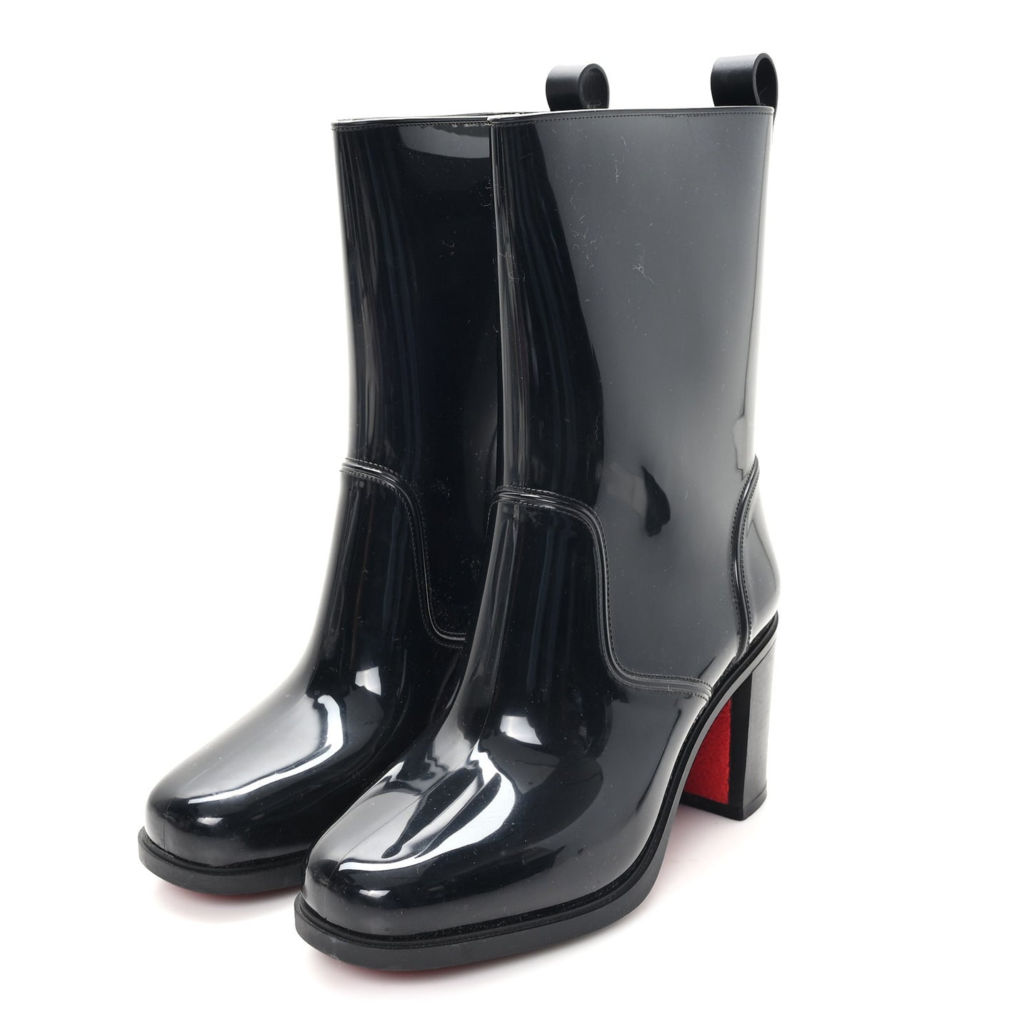Recycled PVC Calfskin Loubirain 70 Boots 39 Black