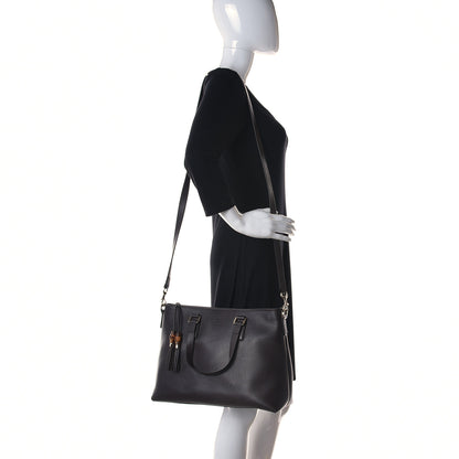 Gucci Calfskin Bamboo Tassel Top Handle Tote Dark Brown 2 of 11