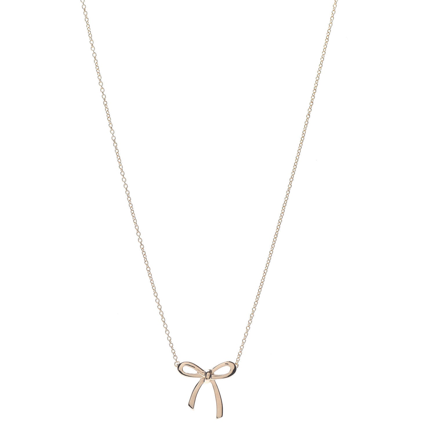 Tiffany 18K Rose Gold Mini Bow Pendant Necklace 1 of 6